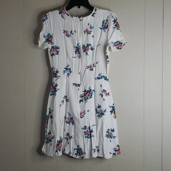 Topshop Ivory Floral Print Short Sleeve Dress 6 - Picture 6 of 6